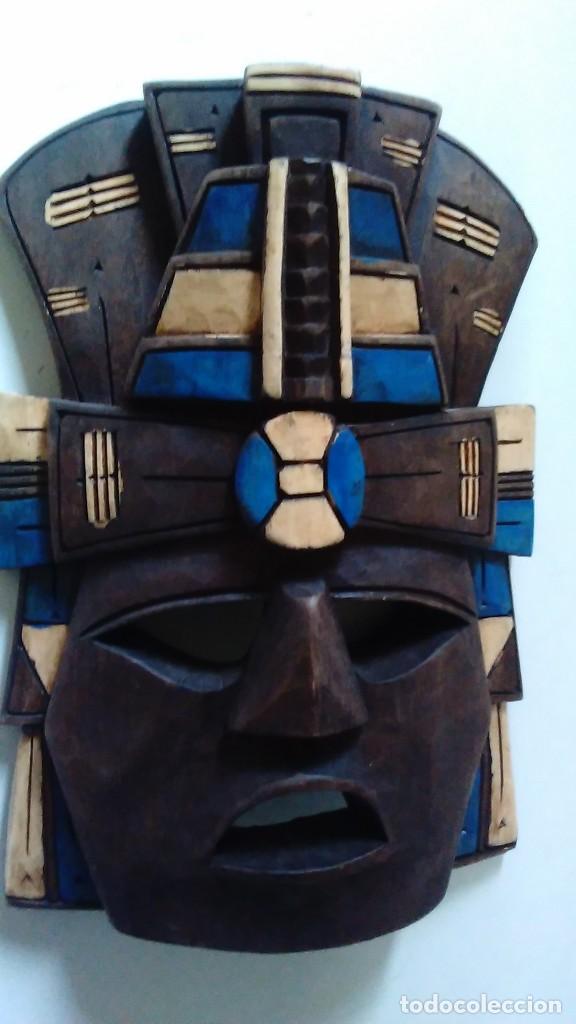 Arte: M&aacute;scara de madera policromada tipo azteca - Foto 14