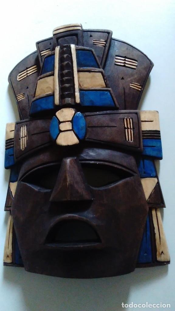 Arte: M&aacute;scara de madera policromada tipo azteca - Foto 17