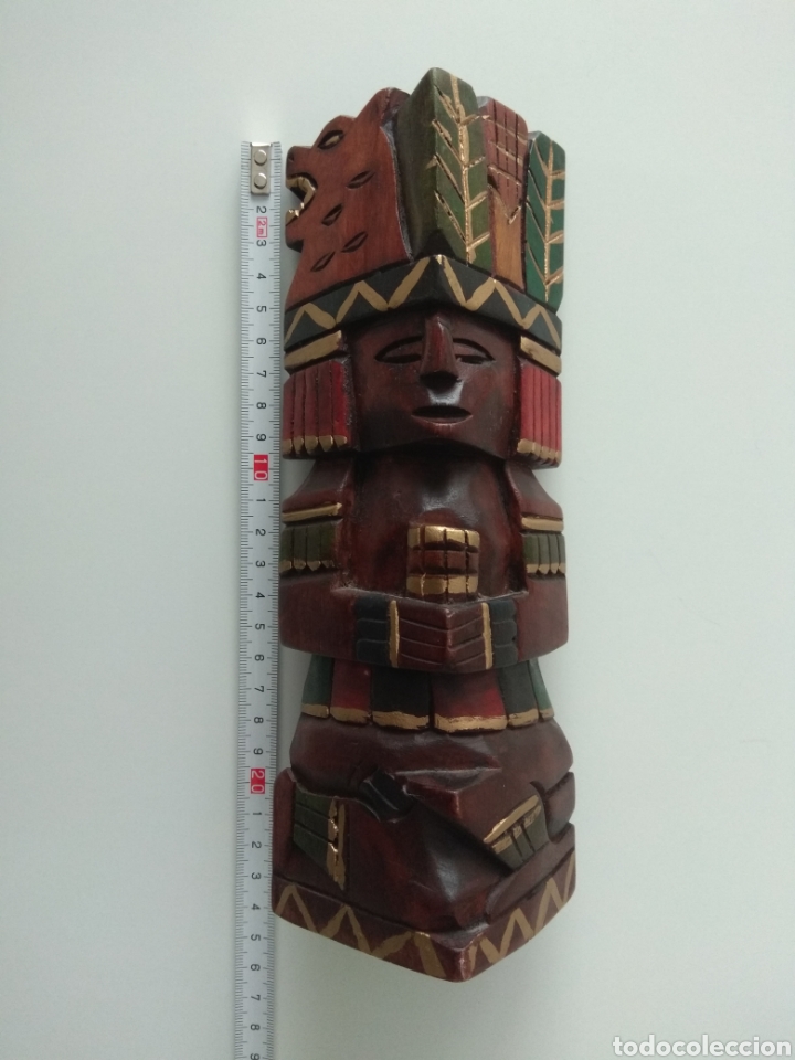 Arte: Antigua talla AZTECA en madera, TOTEM, artesania MEXICANA. - Foto 4 - 139203658