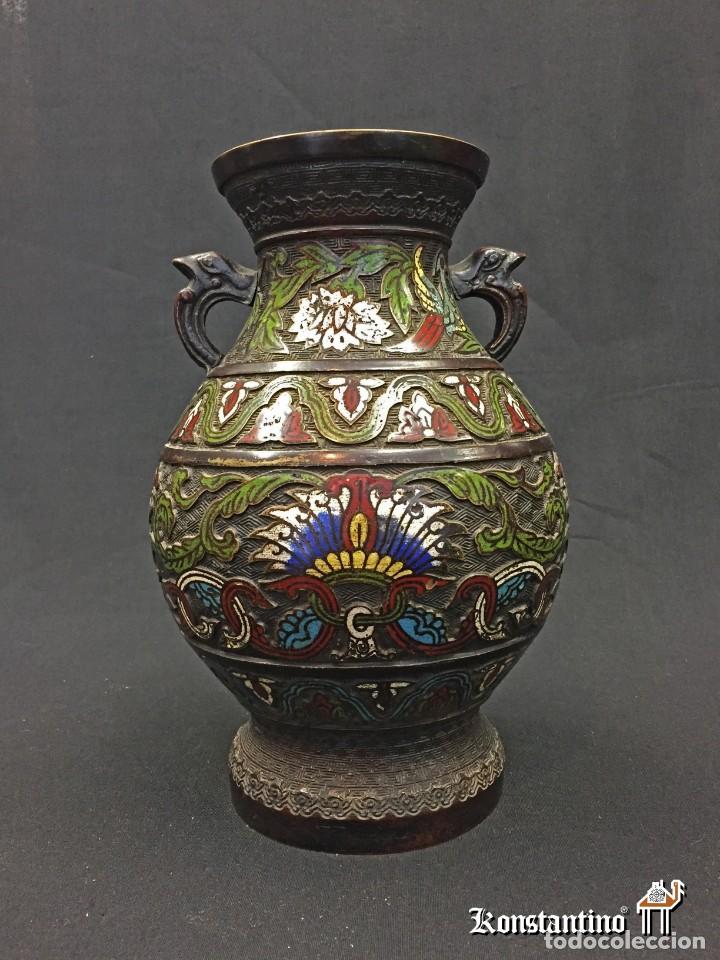 Arte: Jarr&oacute;n en bronce esmaltado cloissonne - Foto 1