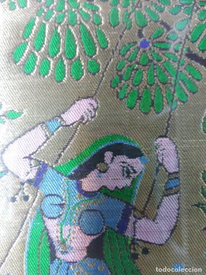 Arte: CUADRO TEXTIL EN MARCO DE MADERA, ORIGEN INDIO - Foto 4