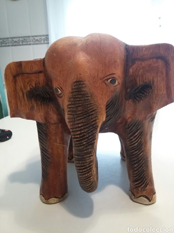Arte: Objeto decorativo elefante en madera. - Foto 1