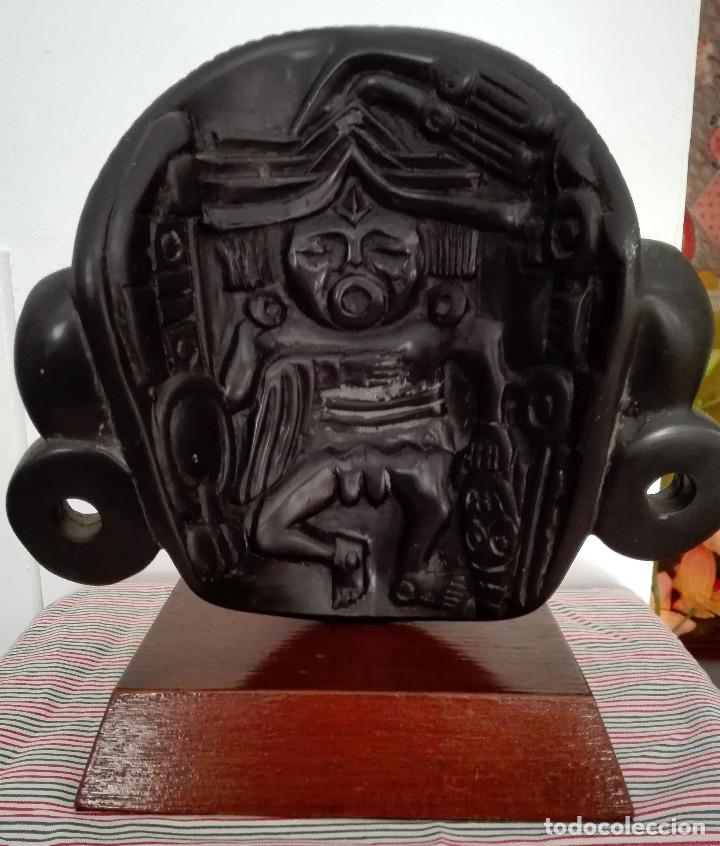 Arte: M&Aacute;SCARA AZTECA A DOS CARAS CON PEANA - Foto 2