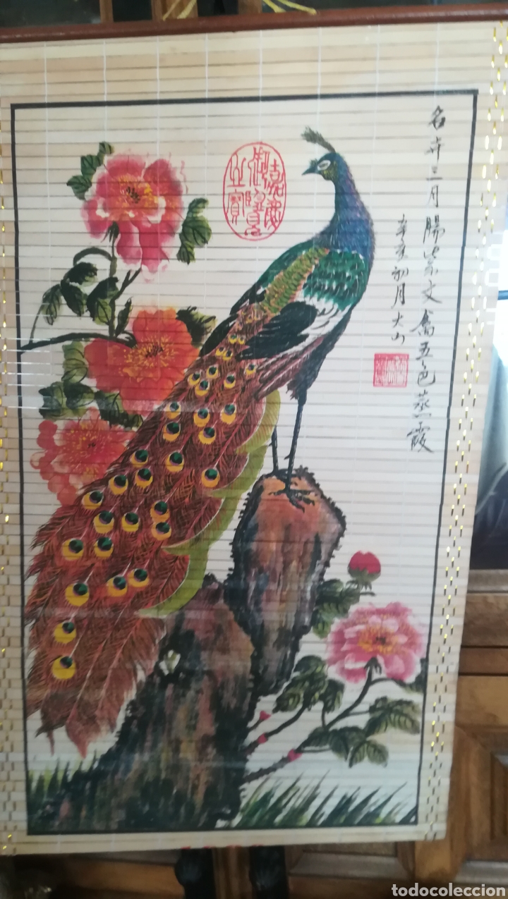 Arte: Antiguo cuadro oriental de bamb&uacute; - Foto 1