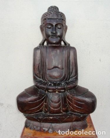 Arte: Buda en madera tallada 82 cms  de alto - Foto 1