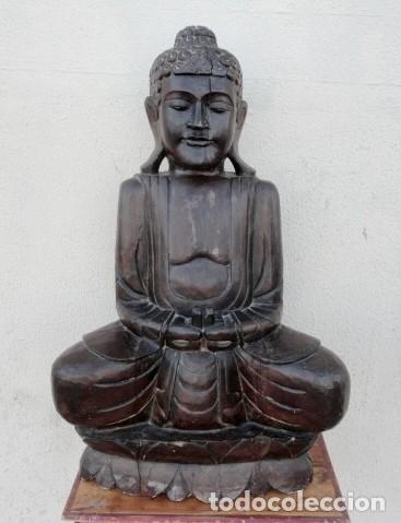 Arte: Buda en madera tallada 82 cms  de alto - Foto 2
