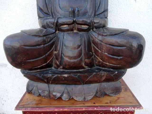 Arte: Buda en madera tallada 82 cms  de alto - Foto 5