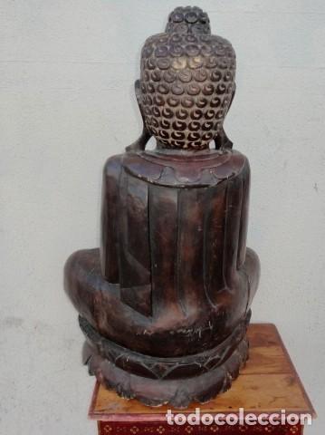 Arte: Buda en madera tallada 82 cms  de alto - Foto 7