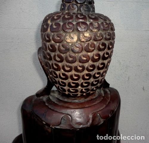 Arte: Buda en madera tallada 82 cms  de alto - Foto 8