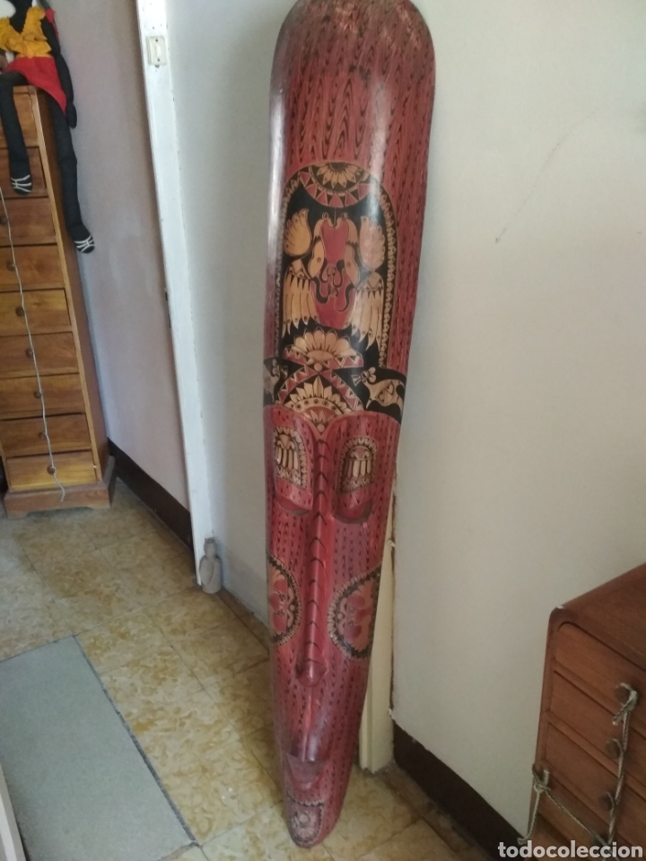 Arte: Totem m&aacute;scara madera teca maciza - Foto 1