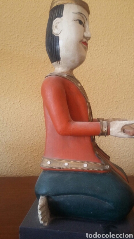 Arte: Figura de diosa asi&aacute;tica en madera - Foto 2