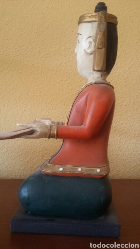 Arte: Figura de diosa asi&aacute;tica en madera - Foto 4