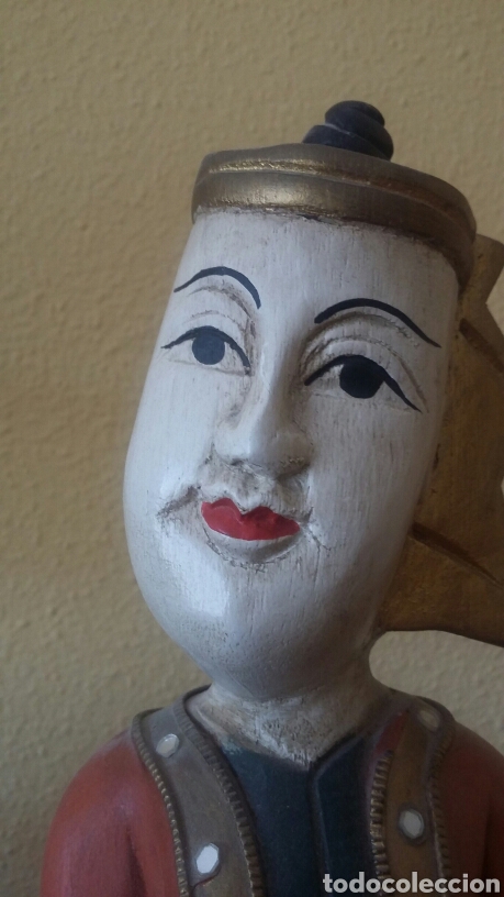 Arte: Figura de diosa asi&aacute;tica en madera - Foto 5