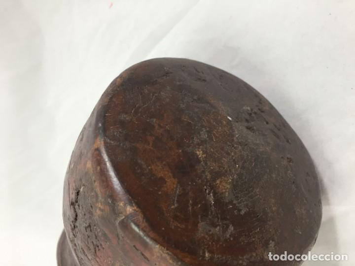 Arte: Cuenco jarrón madera tallada estriado antiguo étnico bonita y suave pátina 18,5 x 13 cms. - Foto 9 - 184330785
