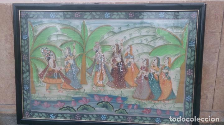 Arte: &Oacute;leo sobre seda oriental 85x55 ctms - Foto 1