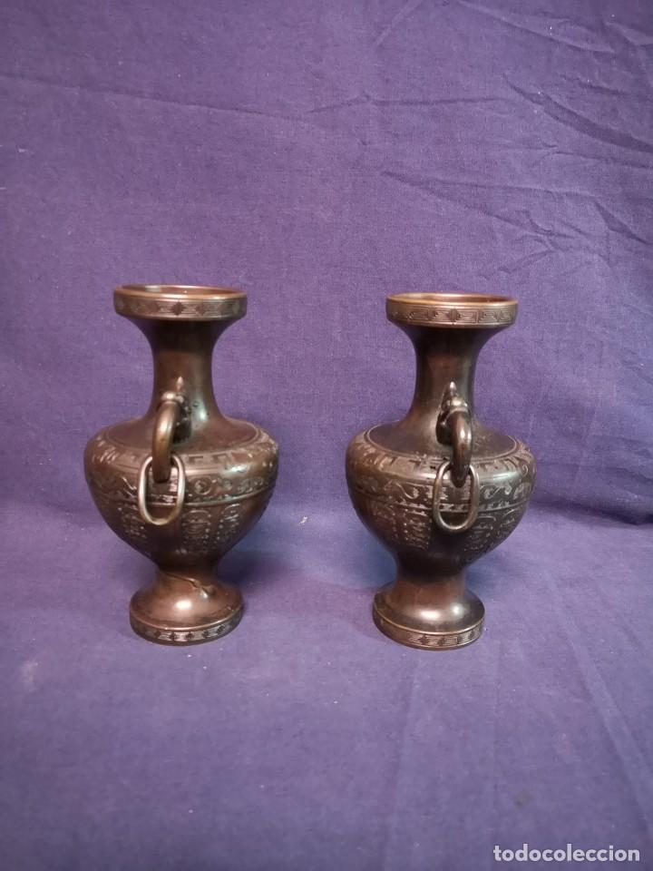 Arte: PAREJA JARRONES BRONCE CHINOS - Foto 3