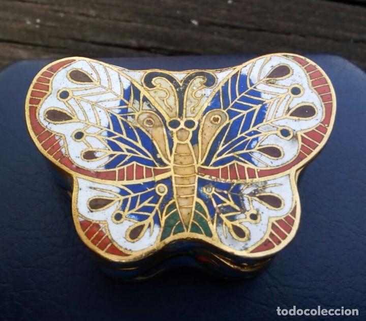 Kunst: Peque&ntilde;a caja bronce cloisonne .Mariposa.
