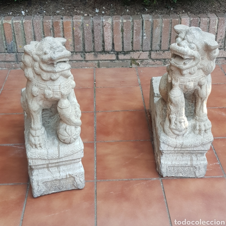 antigua pareja de leones fo - perros fu - leone - Buy Antique ethnic art  from Asia on todocoleccion