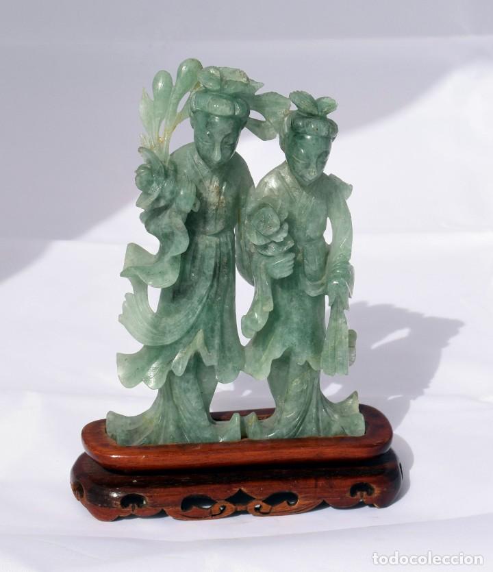 Arte: Pareja de Damas talladas en Jade - Foto 1