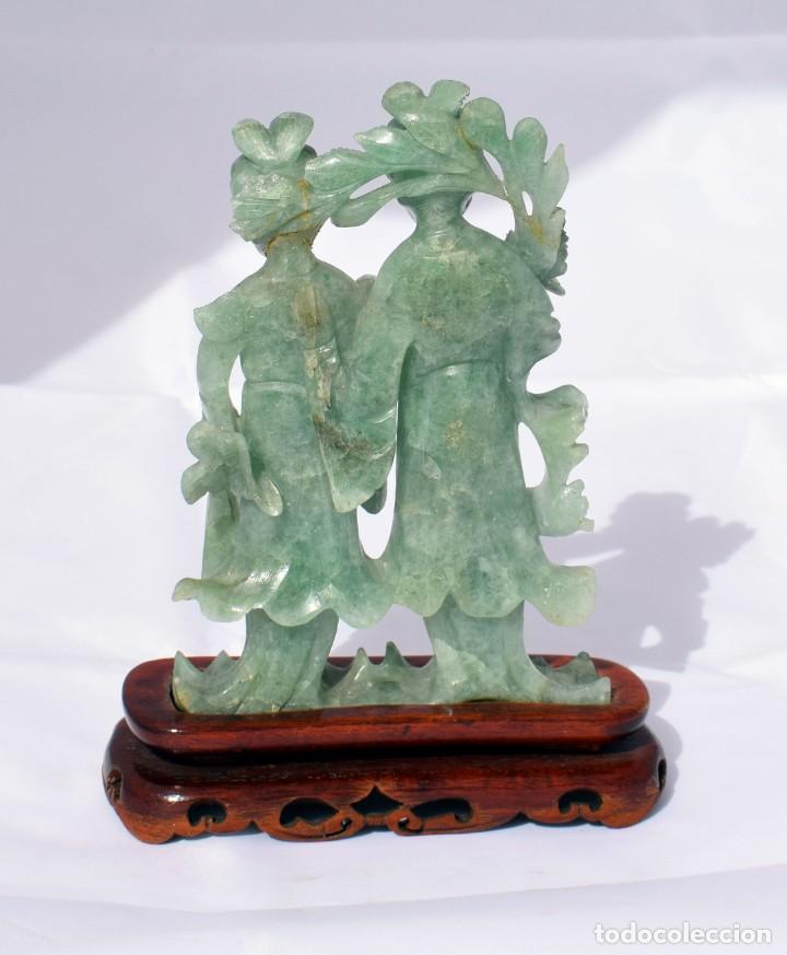 Arte: Pareja de Damas talladas en Jade - Foto 2