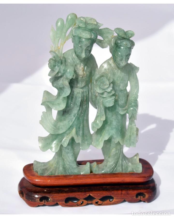 Arte: Pareja de Damas talladas en Jade - Foto 5
