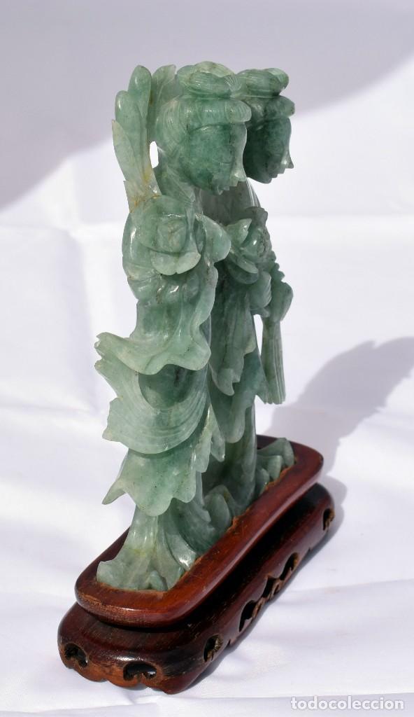 Arte: Pareja de Damas talladas en Jade - Foto 6