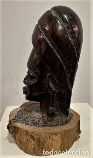 Arte: Cabeza africana de &eacute;bano. - Foto 4