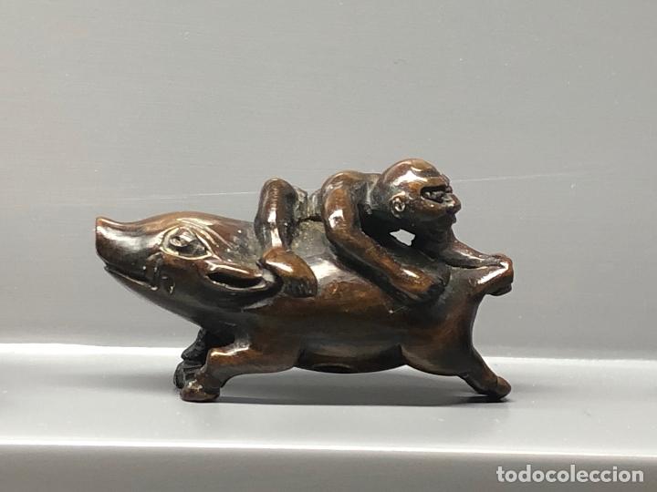 Arte: Antiguo Netsuke de madera. - Foto 1