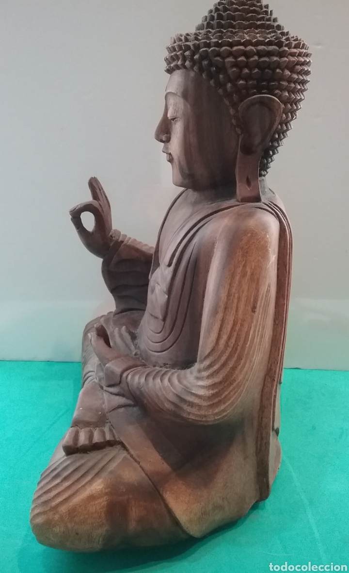 Arte: Buda en madera tallada. - Foto 4