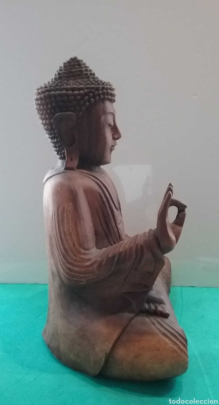 Arte: Buda en madera tallada. - Foto 6
