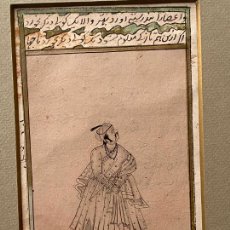 Arte: INDIAN DRAWING . PORTRAIT MUGHAL . 17TH CENTURY , DIBUJO ORIGINAL SOBRE PAPEL , SIGLO XVII , INDIA. Lote 245048110