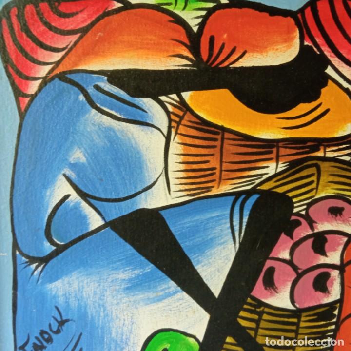 Arte: cuadro con pintura Haití colorista sobre tabla enmarcda - Foto 6 - 261543295