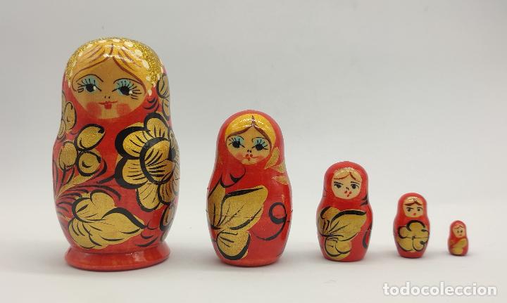 Arte: Original juego de muñecas antiguas Rusas Matrioskas en madera pintadas a mano . - Foto 5 - 283185518