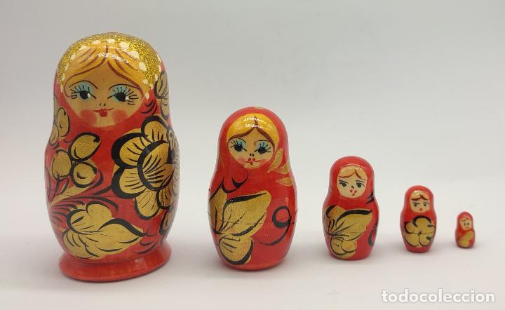 Arte: Original juego de muñecas antiguas Rusas Matrioskas en madera pintadas a mano . - Foto 6 - 283185518