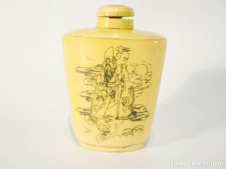 Arte: Botella para Rap&eacute; Snuff Bottle Imitaci&oacute;n Hueso - Foto 1