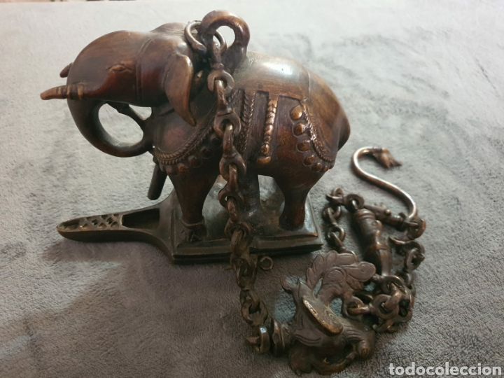 Arte: L&aacute;mpara aceite lat&oacute;n/bronce. - Foto 3