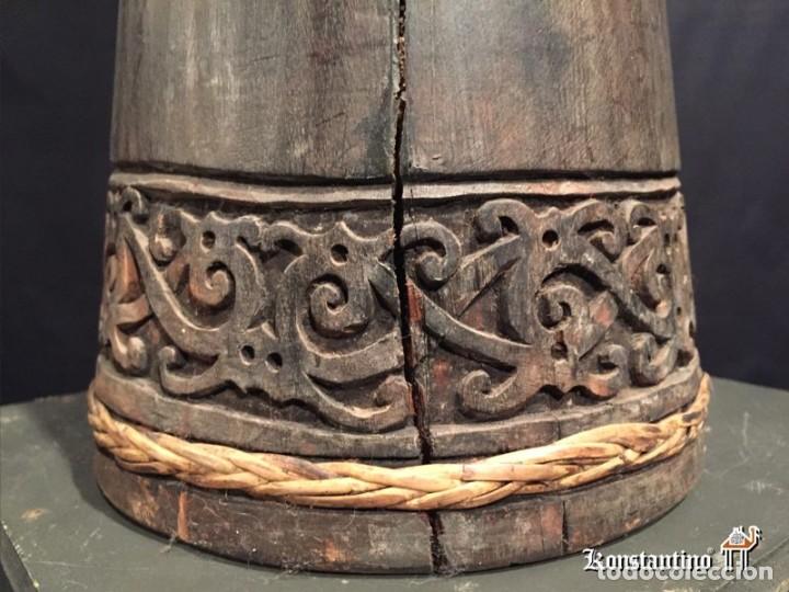 Arte: TAMBOR DE MADERA DE BORNEO 88X17 - Foto 4