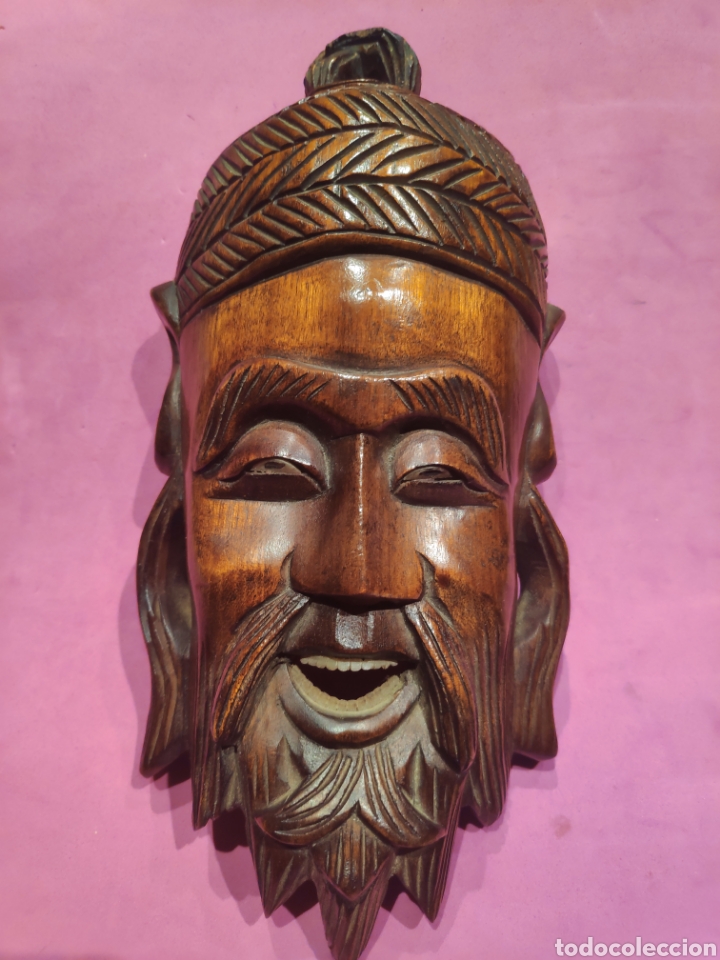 Arte: Antigua m&aacute;scara oriental en madera - Foto 2