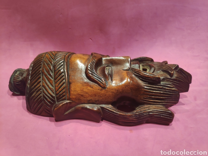 Arte: Antigua m&aacute;scara oriental en madera - Foto 3