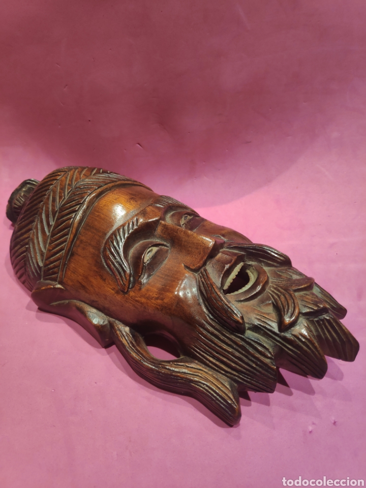 Arte: Antigua m&aacute;scara oriental en madera - Foto 4