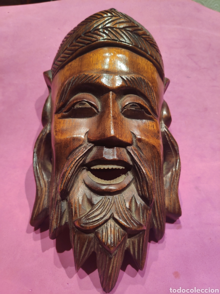 Arte: Antigua m&aacute;scara oriental en madera - Foto 1