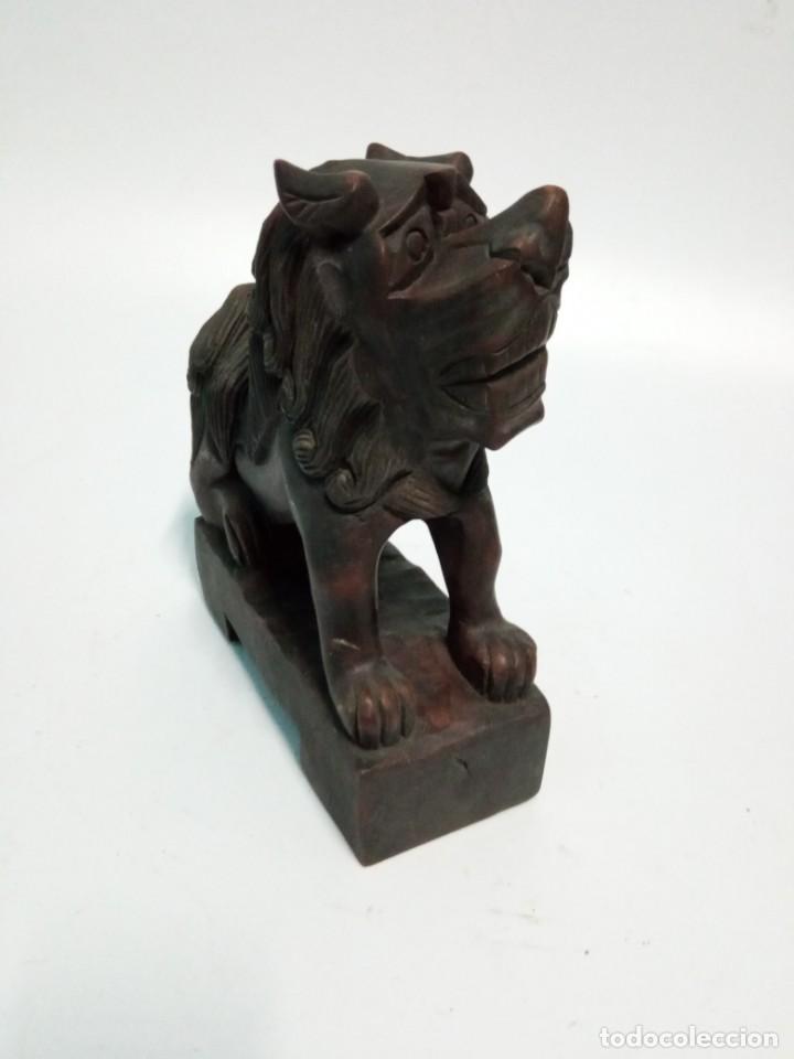 Arte: Preciosa talla de madera de Perro Foo, Le&oacute;n Fu - Foto 6