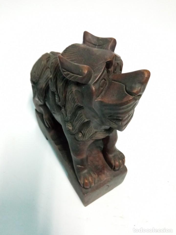 Arte: Preciosa talla de madera de Perro Foo, Le&oacute;n Fu - Foto 7