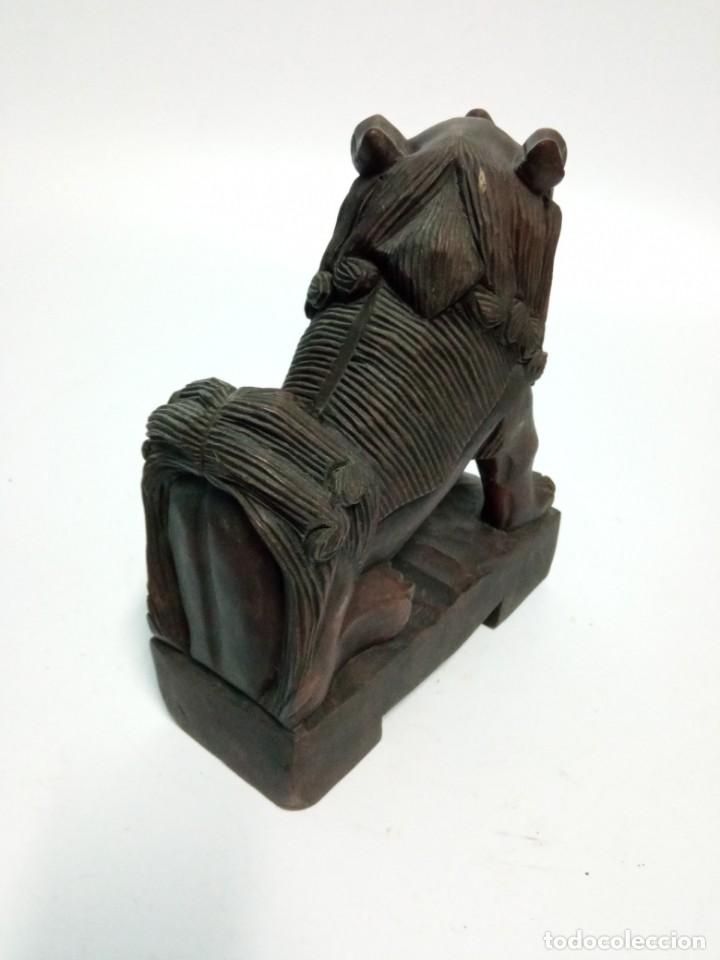 Arte: Preciosa talla de madera de Perro Foo, Le&oacute;n Fu - Foto 9