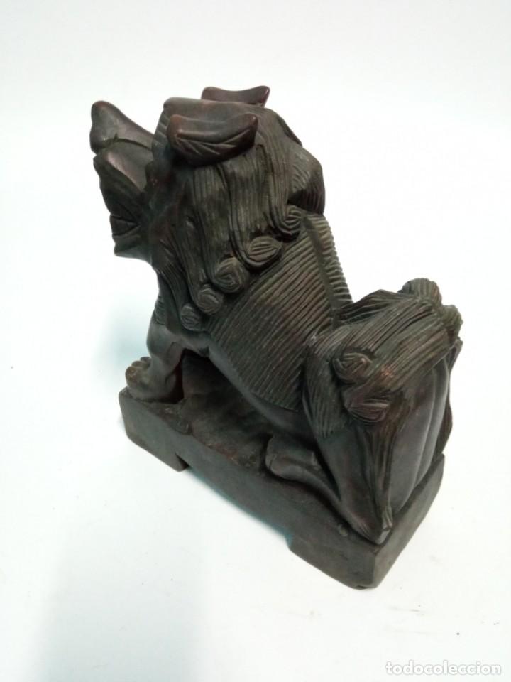 Arte: Preciosa talla de madera de Perro Foo, Le&oacute;n Fu - Foto 11