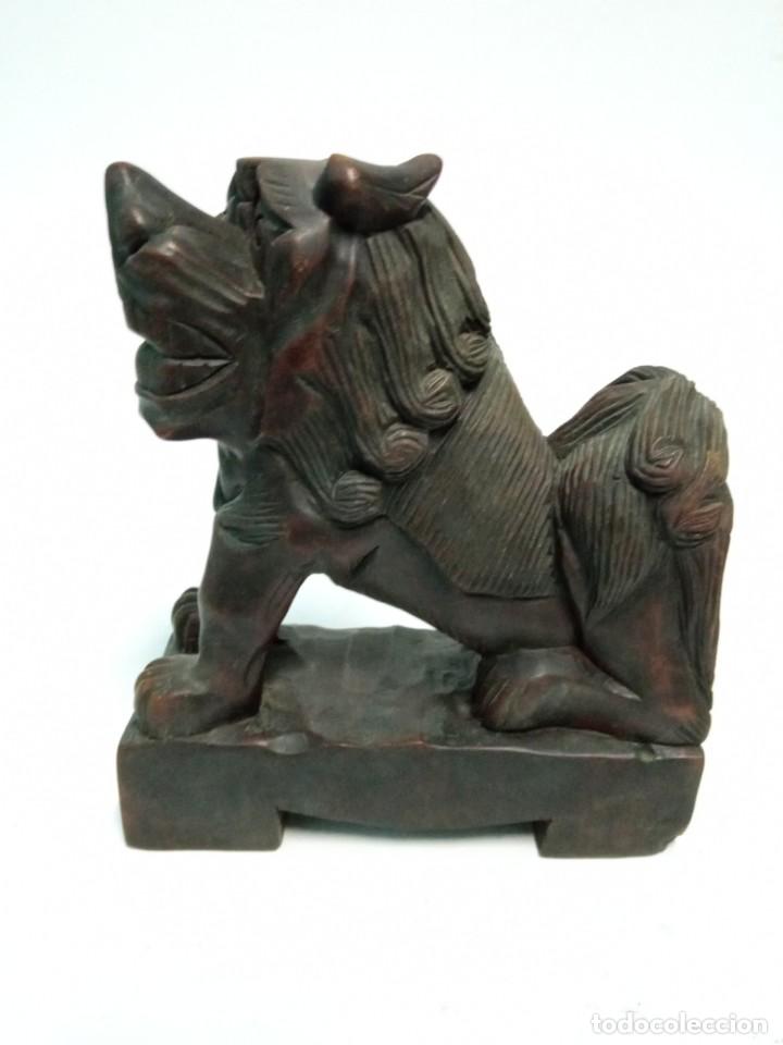 Arte: Preciosa talla de madera de Perro Foo, Le&oacute;n Fu - Foto 13