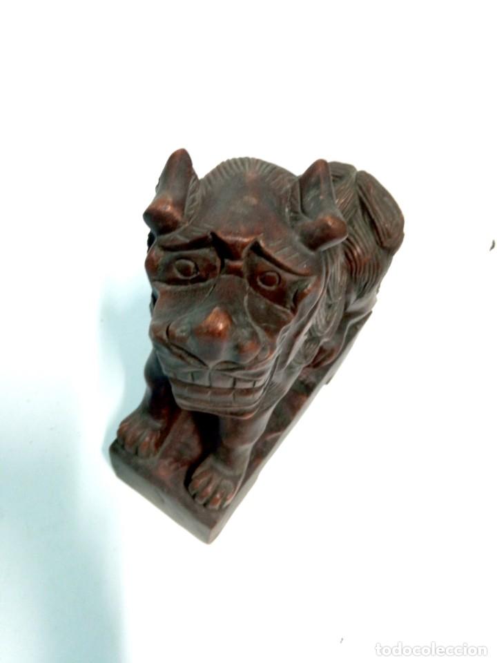 Arte: Preciosa talla de madera de Perro Foo, Le&oacute;n Fu - Foto 16