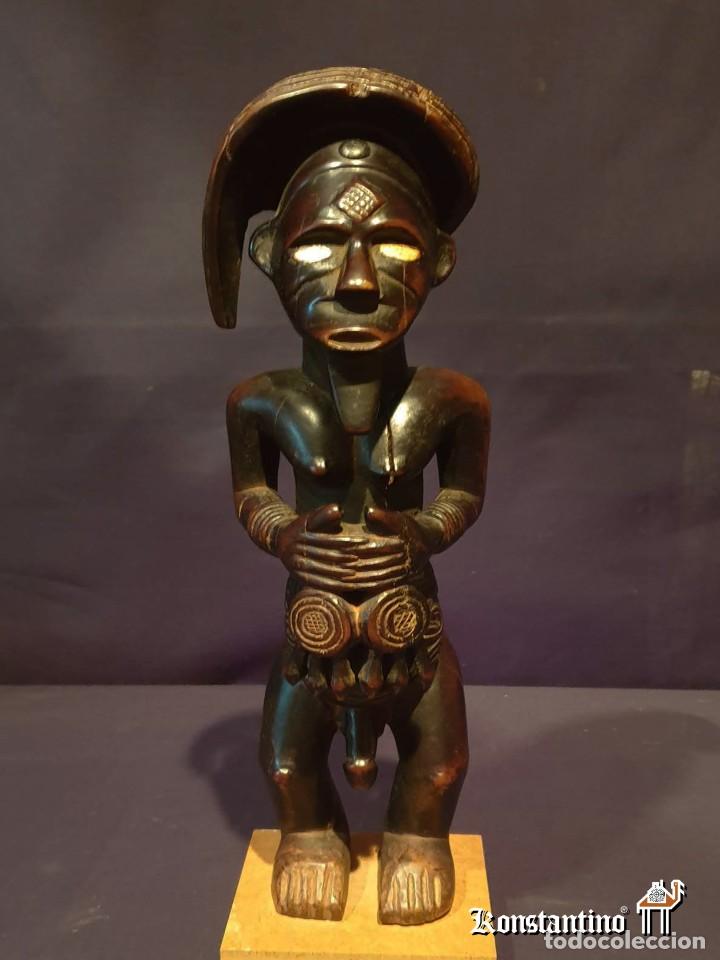 Arte: FIGURA MASCULINA EN MADERA 34X9 CMS - Foto 1