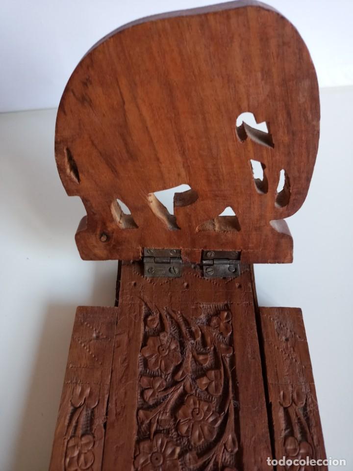 Arte: Sujetalibros extensible de madera labrada. Oriental - Foto 5