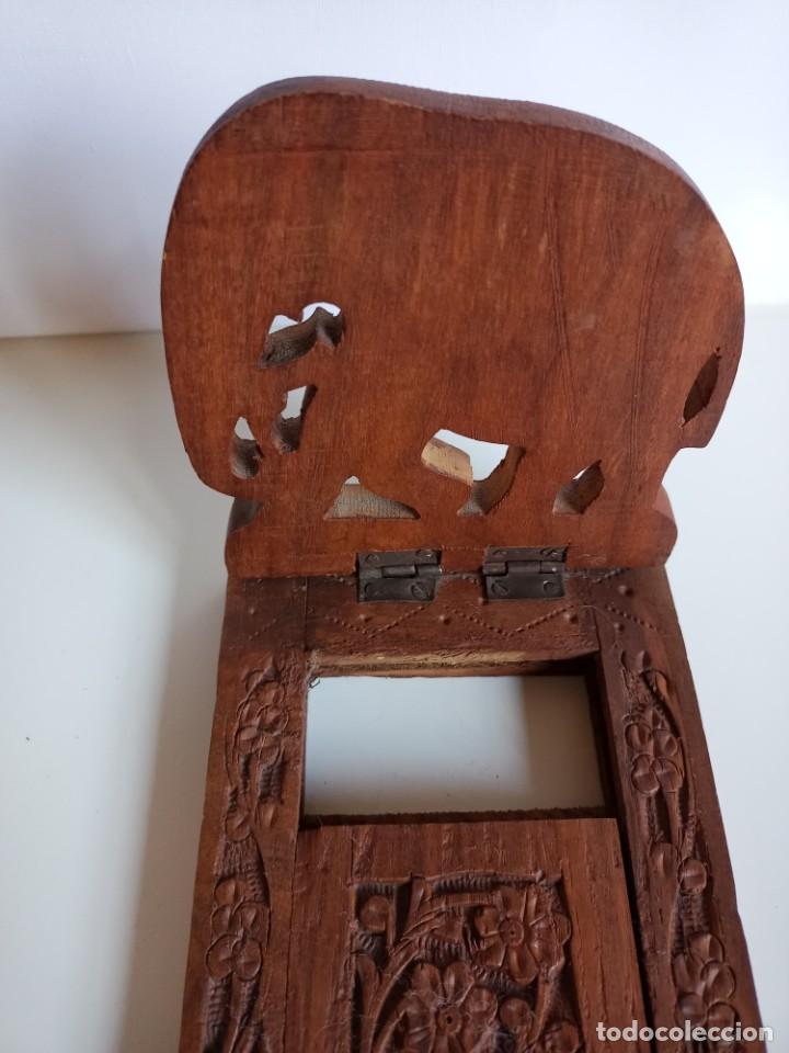 Arte: Sujetalibros extensible de madera labrada. Oriental - Foto 6